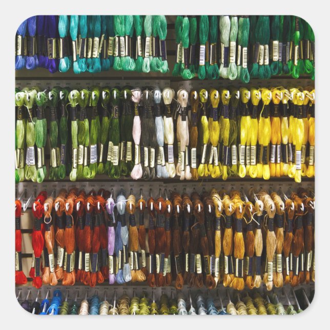 Multicolor Abstrakt Weave Quadratischer Aufkleber (Vorderseite)