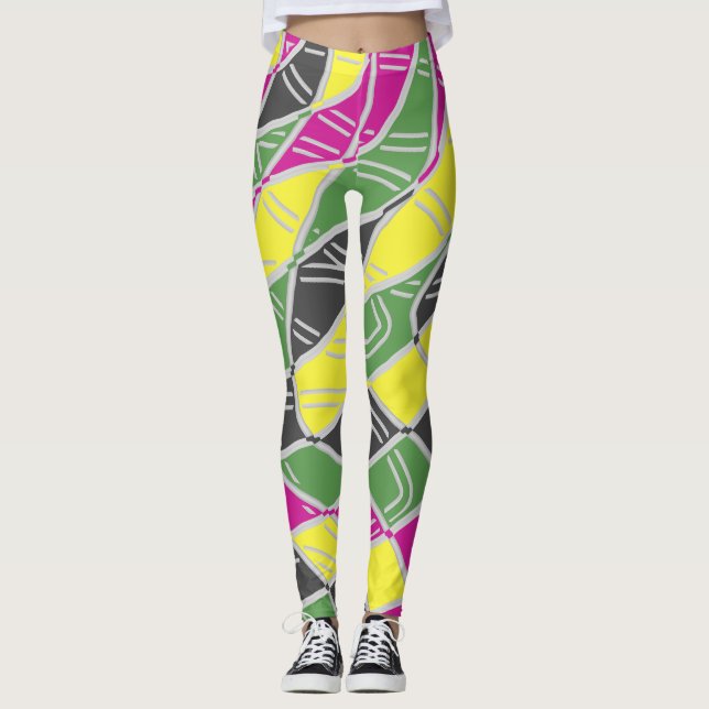 Multicolor-abstraktes Muster "Ratti_Creative_Arts" Leggings (Vorderseite)