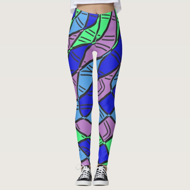 Multicolor-abstraktes Muster "Ratti_Creative_Arts" Leggings (Vorderseite)