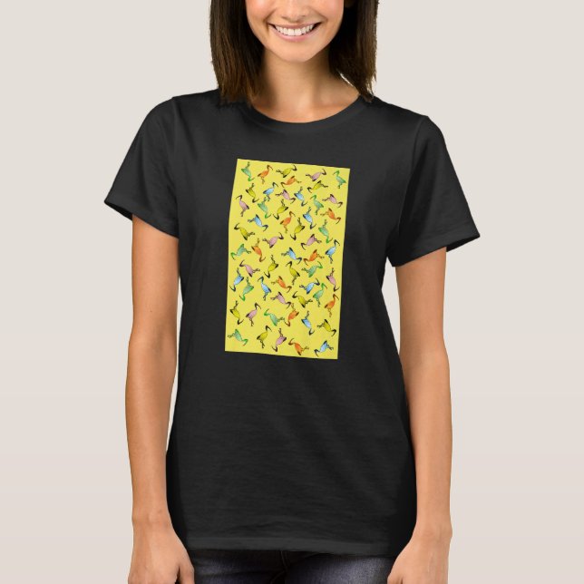 Multicolor Australian Bin Chicken Bird-Muster T-Shirt (Vorderseite)