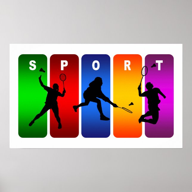 Multicolor Badminton Emblem Poster (Vorne)