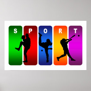 Multicolor-Baseball-Emblem Poster