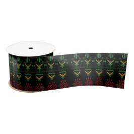 Multicolor Black History Month Geography Ribbon Satinband