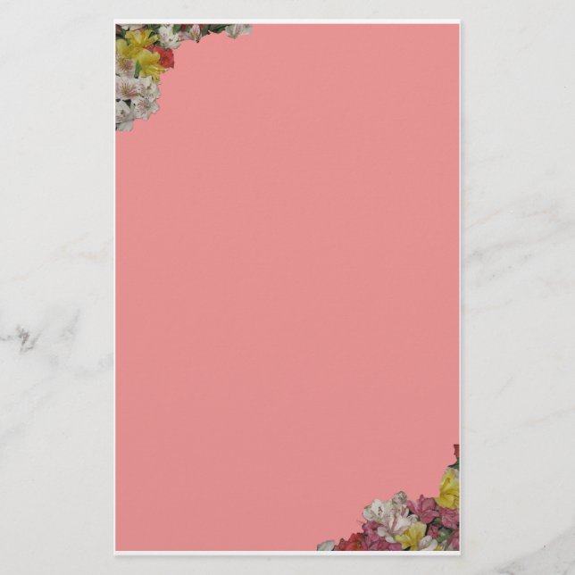 Multicolor-Blume auf rosafarbenem Schreibtisch Briefpapier (Vorderseite)