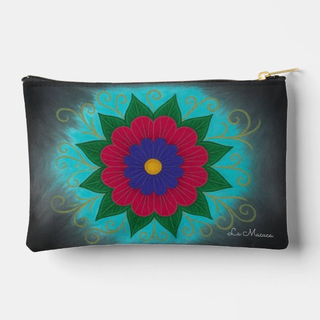 Multicolor-Blume Zubehörtasche (Rückseite)