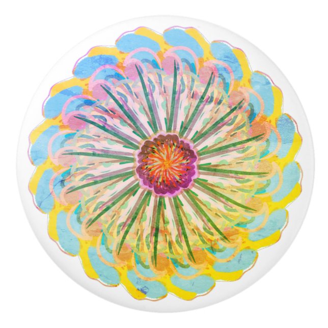 Multicolor Bohemische Keramik Keramikknauf (Vorderseite)