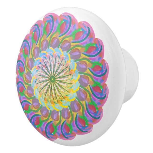 Multicolor Bohemische Keramik Keramikknauf (Rechts)