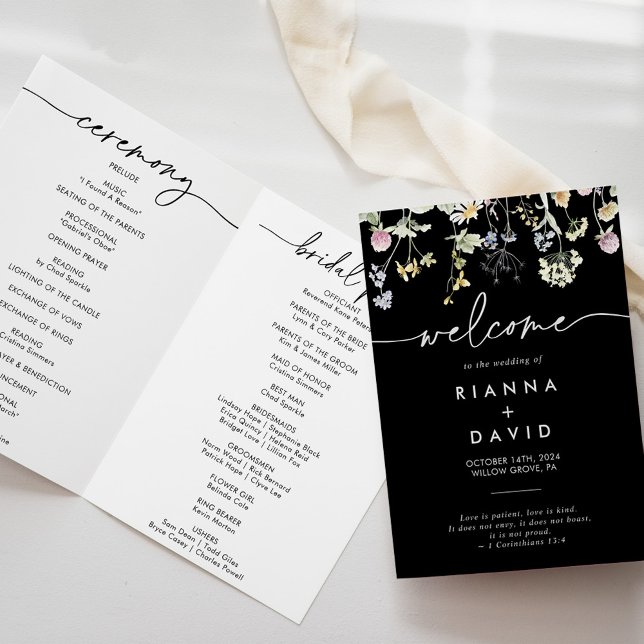 Multicolor Boho Fall Floral geflochtene Hochzeit Programm (Von Creator hochgeladen)