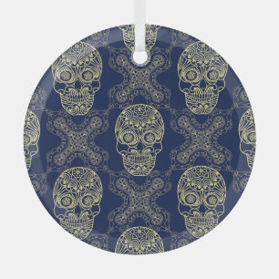 Multicolor-Boho-Totenkopf-Muster. Ornament Aus Glas
