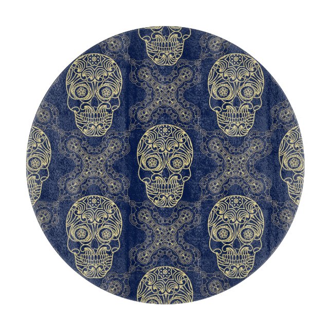 Multicolor-Boho-Totenkopf-Muster. Schneidebrett (Vorderseite)