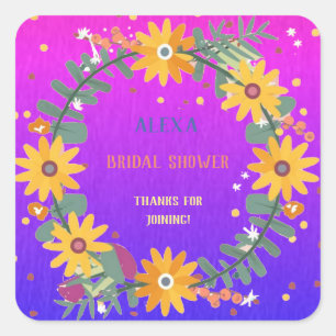 Multicolor Botanicals Brautparty Party Quadratischer Aufkleber