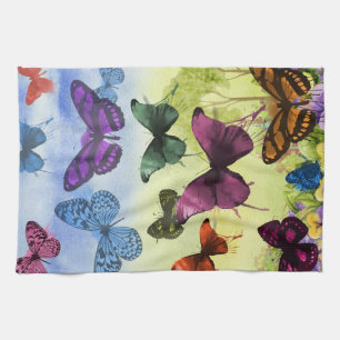 Multicolor Butterfly Aquarellbilder Geschirrtuch