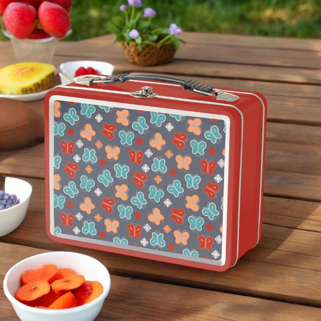 Multicolor Butterfly Metall Brotdose (Lunchbox )
