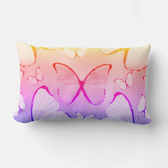 Multicolor Butterfly Print Lumbar Throw Kissen (Vorderseite)