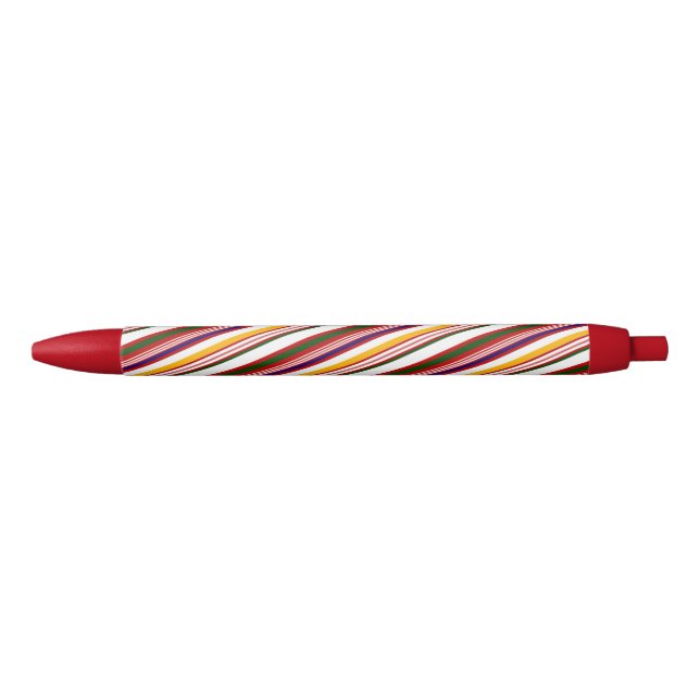 Multicolor Candy Cane Stripes Christmas Black Kugelschreiber (Vorderseite)