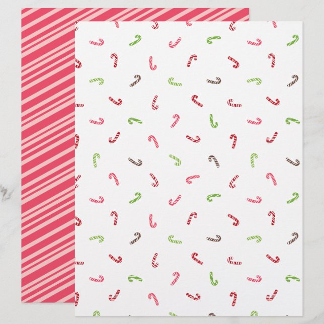 Multicolor Candy Canes & Red Stripe Scrapbook (Vorne/Hinten)