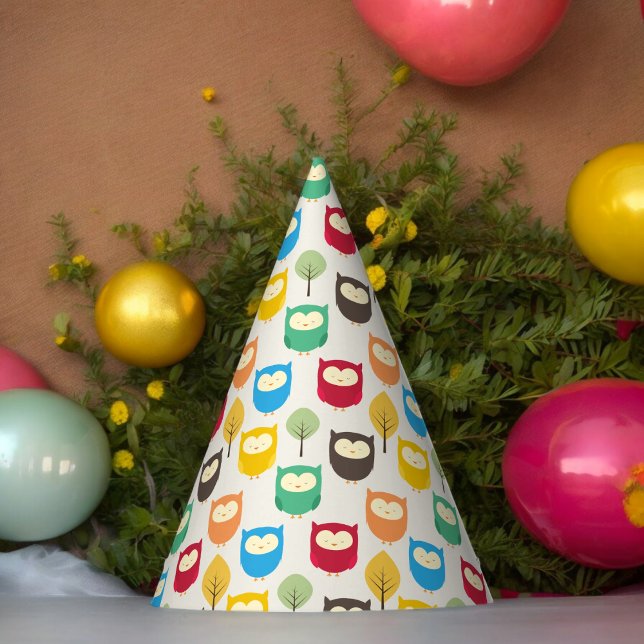 Multicolor-Cartoon-Party-Hut Partyhütchen (Big eye Owl Paper party hat, Kids,adults,party birthday hat,Baby Shower,wedding,celebration hat)