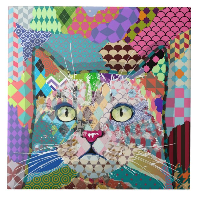 Multicolor cat 671 Muster Fliese (Vorderseite)