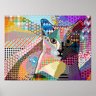 Multicolor Cat 676 Muster Poster