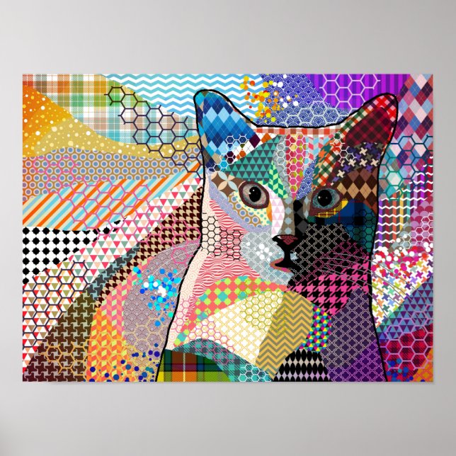 Multicolor Cat 676 Muster Poster (Vorne)