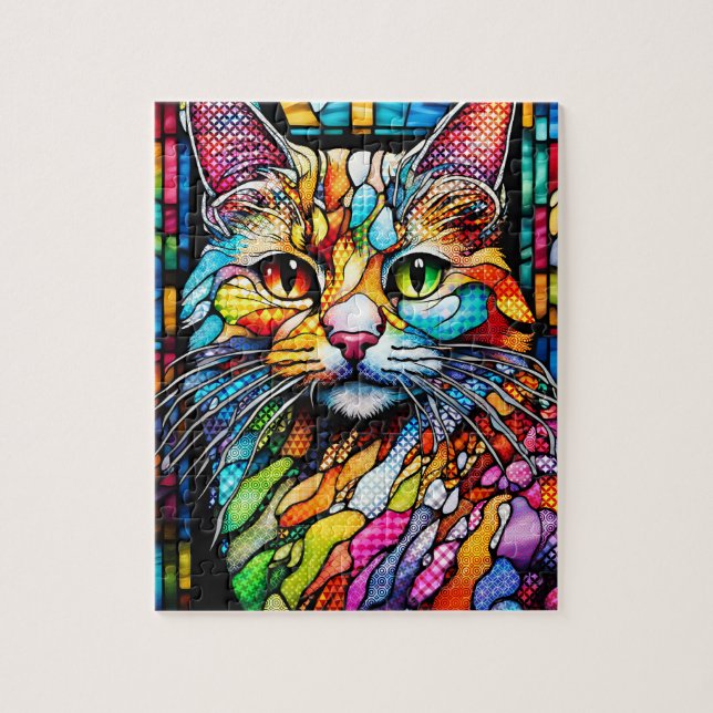 Multicolor Cat 708 Muster Puzzle (Vertikal)