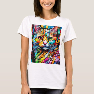 Multicolor Cat 708 Muster T-Shirt