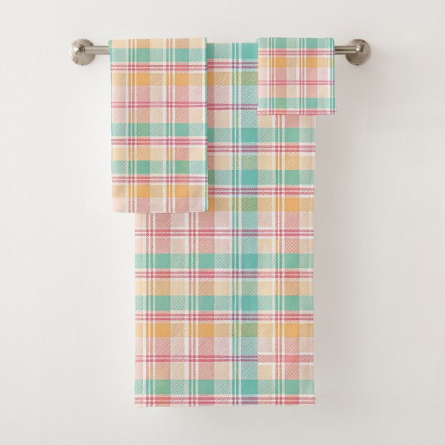 Multicolor Checkered Kariert Badhandtuch Set (Insitu)