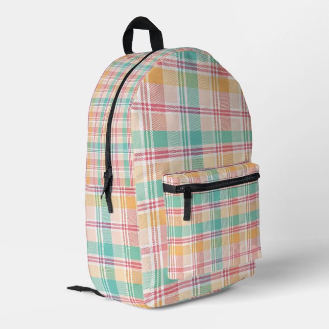 Multicolor Checkered Kariert Bedruckter Rucksack (Rückseitige Ecke links)
