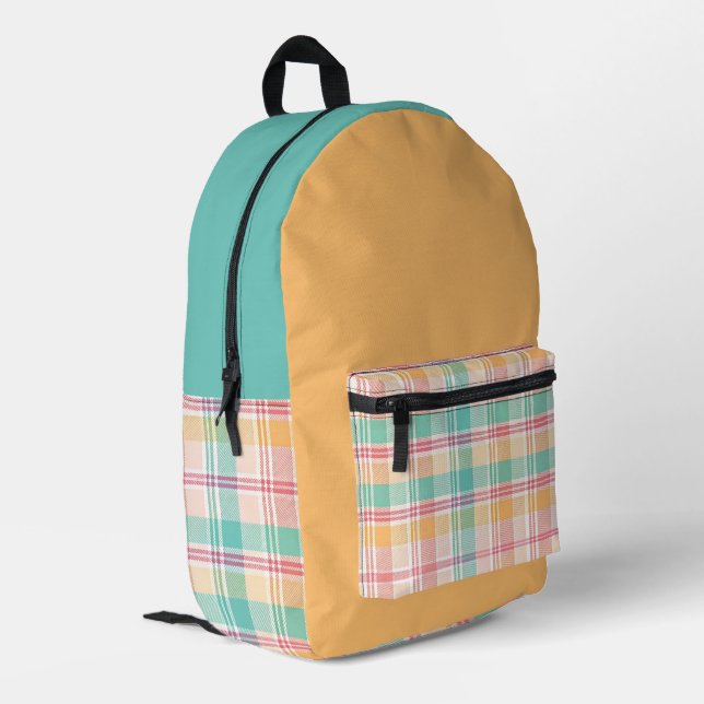 Multicolor Checkered Kariert Bedruckter Rucksack (Rückseitige Ecke links)