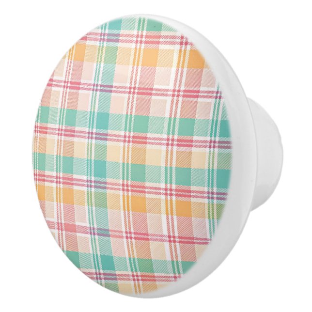 Multicolor Checkered Kariert Keramikknauf (Rechts)