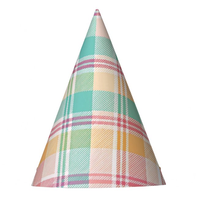 Multicolor Checkered Kariert Partyhütchen (Vorderseite)