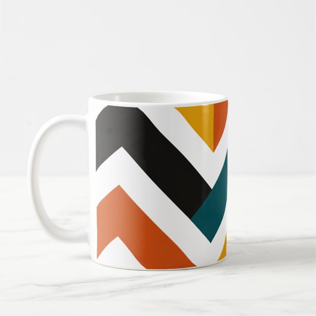 Multicolor Chevron Geometric Pattern Kaffeetasse (Links)