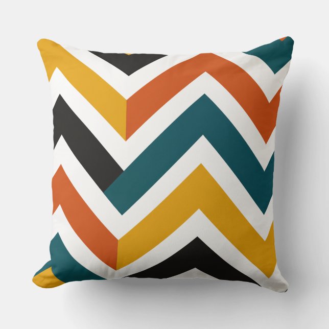 Multicolor Chevron Geometric Pattern Kissen (Vorderseite)
