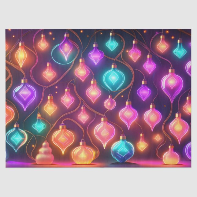 Multicolor Christmas Lights Patterned Seidenpapier (Vorderseite)