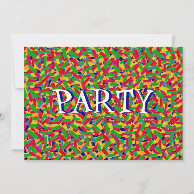 Multicolor Confetti Einladung (Vorderseite)