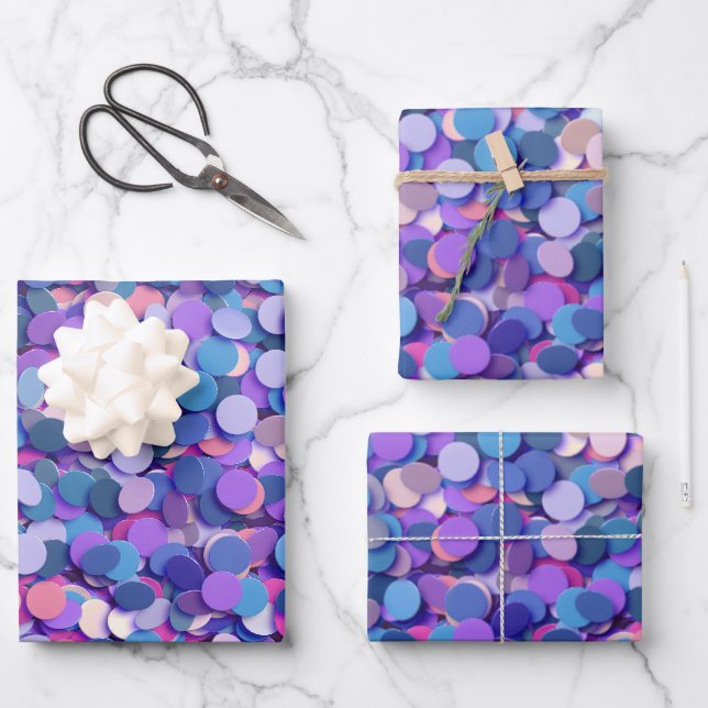 Multicolor Confetti Geschenkpapier Set (Vorderseite)