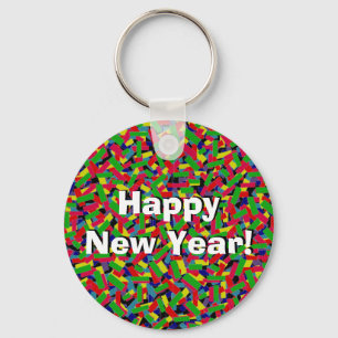 Multicolor Confetti "Happy New Year"! Schlüsselanhänger