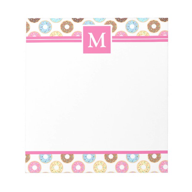 MULTICOLOR-CUTE ICED DONUTS MONOGRAM NOTIZBLOCK (Vorderseite)