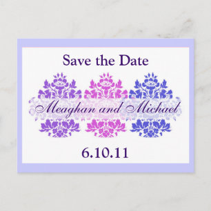 Multicolor Damask Save the Date Ankündigungspostkarte