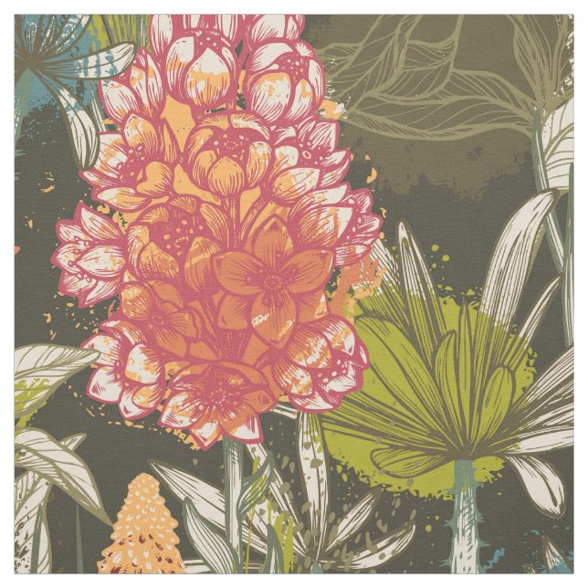 Multicolor Dark African Abstrakt Floral Pattern Stoff (Muster)