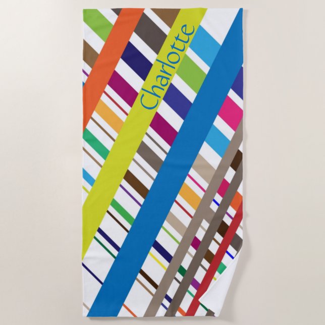 Multicolor Diagonal Lines Strandtuch (Vorderseite)