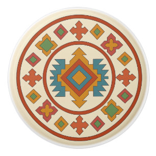 Multicolor Diamond Cross Zapotec Keramik Knob Keramikknauf