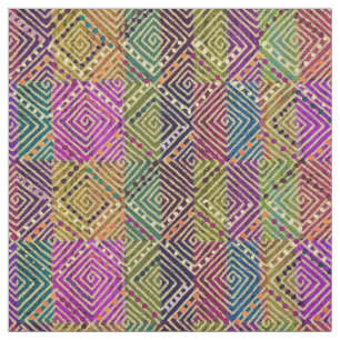 Multicolor Diamonds Patchwork Mud Cloth Style Stoff