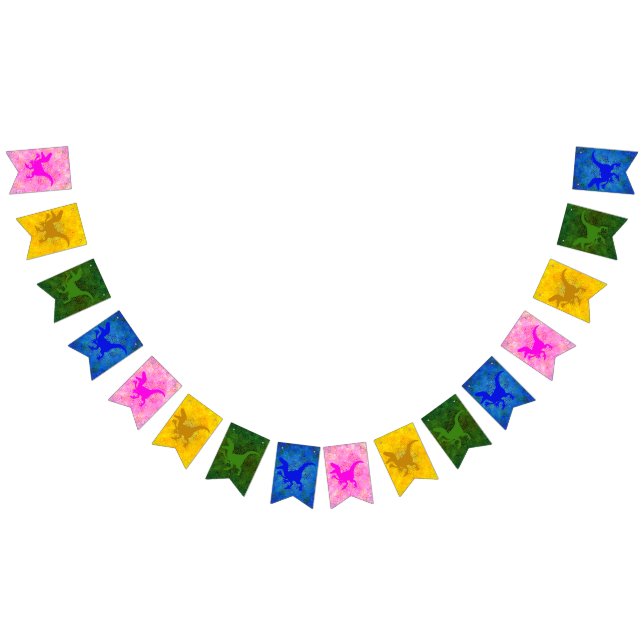 Multicolor Dinosaur Hide Wimpelkette (Alle)