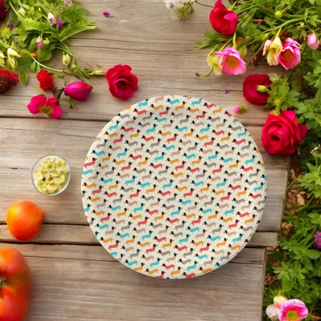 Multicolor Dog Cartoon Pappteller (pet animal dog,birthday,wedding,baby shower,special occasion event paper plate party supplies)