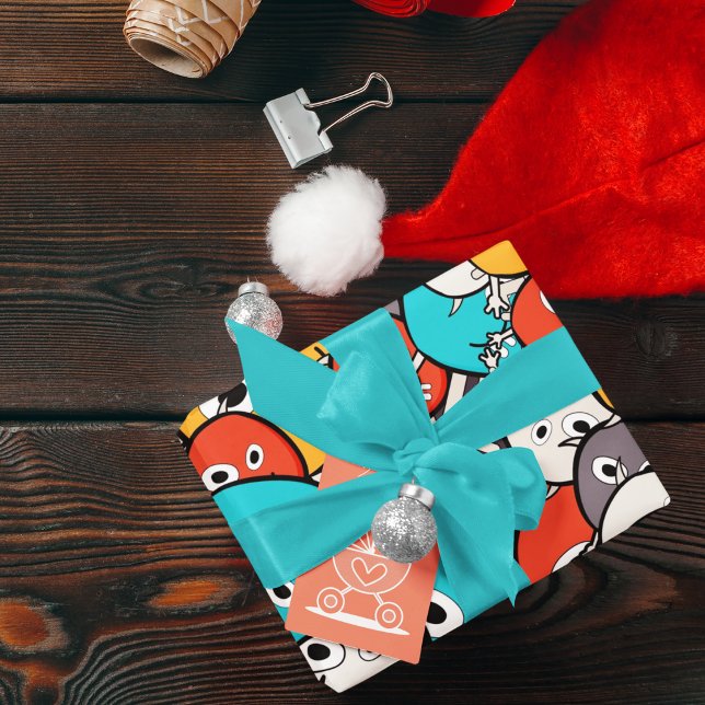 Multicolor Doodle Monster Cartoon Geschenkpapier (doodle monster birthday packing gift wrap,gift wrapping paper,return gift wrap paper,paper gift)