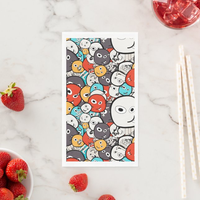 Multicolor Doodle Monster Faces Serviette (Beispiel)