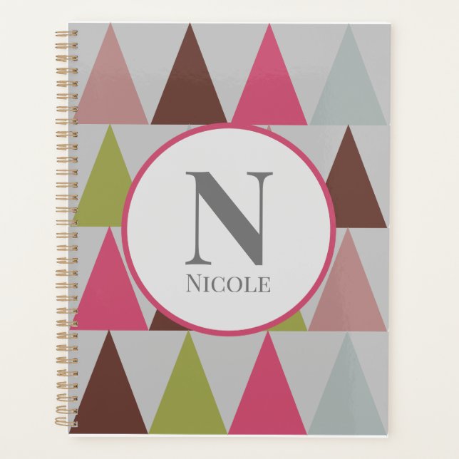 Multicolor-Dreieck-Muster mit Name Initial Planer (Vorderseite)