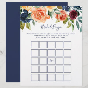 Multicolor Elegant Floral Bridal Bingo Spiel