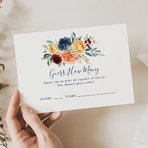 Multicolor Elegant Floral Guess Wie viele Game Car Visitenkarte